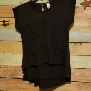Black lace high low top